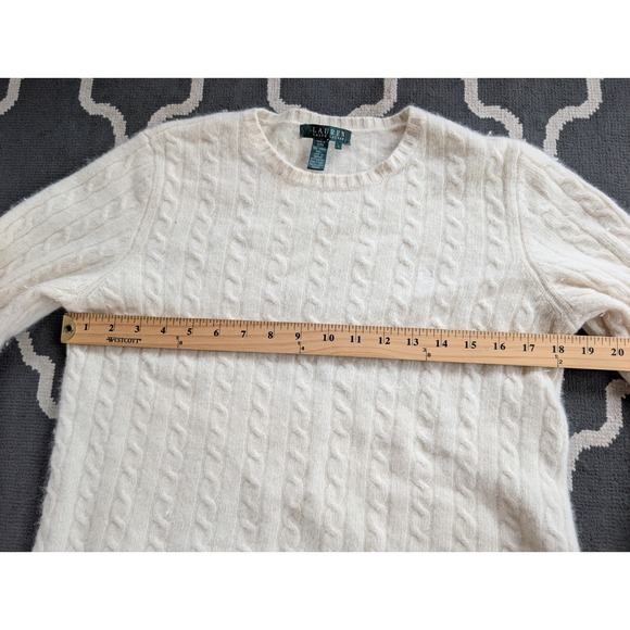Lauren Ralph Lauren Wool Sweater Womens Large Merino Angora Cable Knit White - Picture 2 of 7